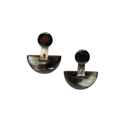 OSE21 Dark Natural Horn Half Circle Drop on Post