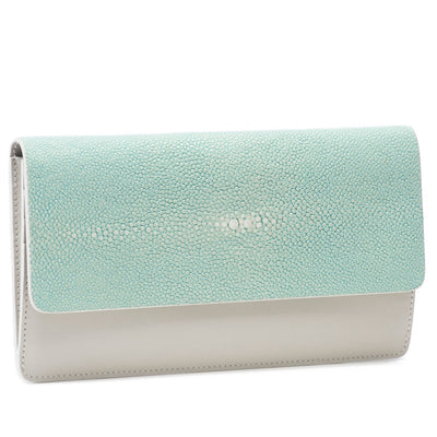 Maya Shagreen Fold Front Wallet Zip Back