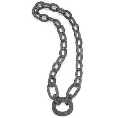 CTN084 Matt Finish Black Horn Link Necklace