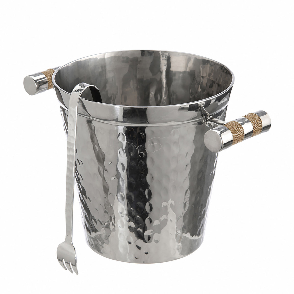 Hand Forged SS Ice Bucket Shagreen Inlay