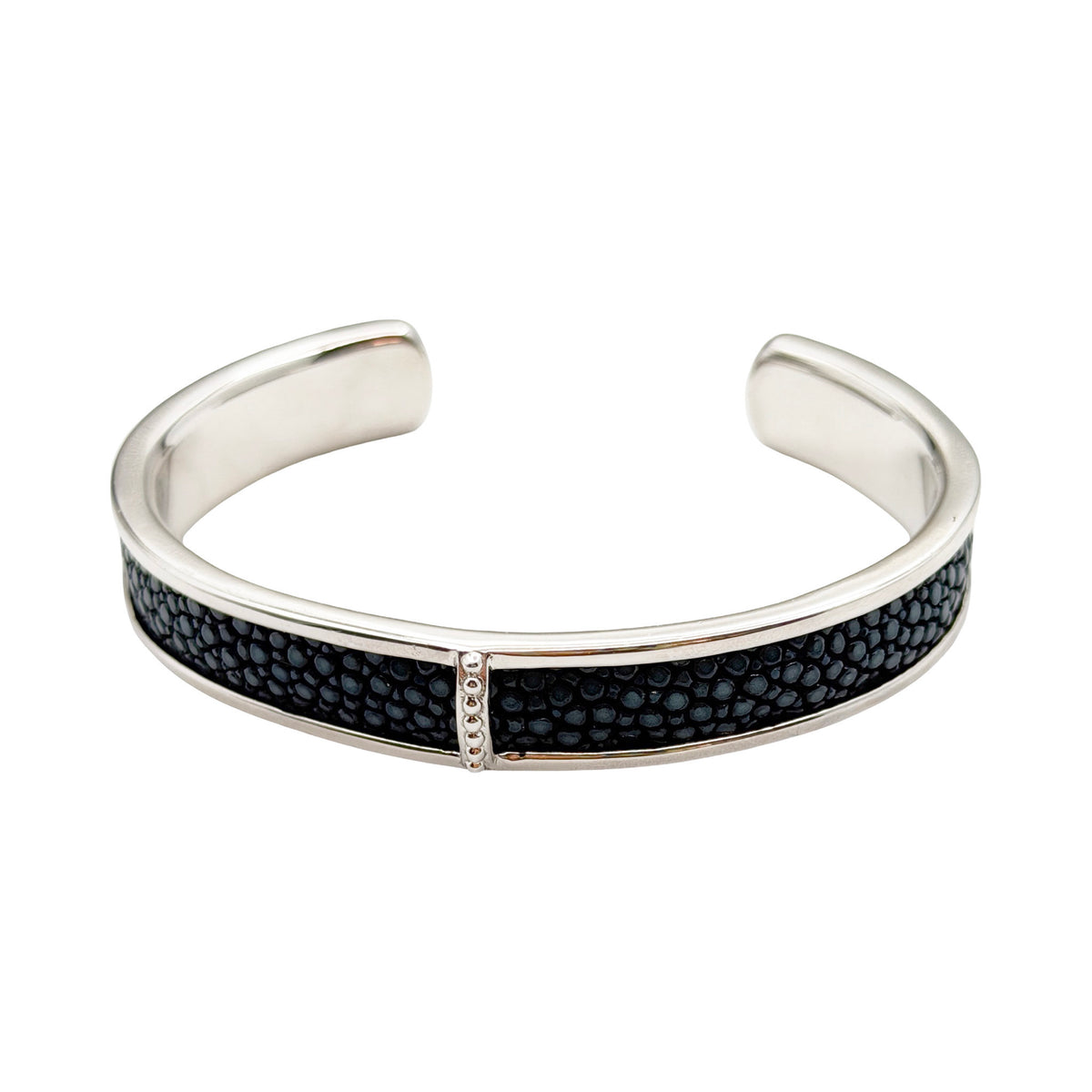 BREE Silver Shagreen Inlay Cuff