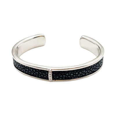 BREE Silver Shagreen Inlay Cuff