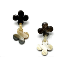 CTE129 Genuine Horn Carved Flower Earrings