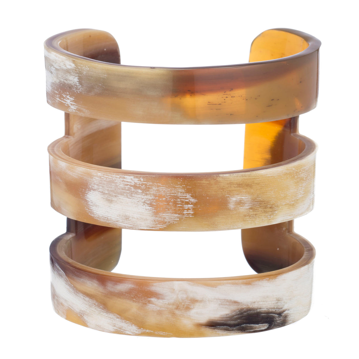 CTB106 Natural Horn Cuff With 3 Bands