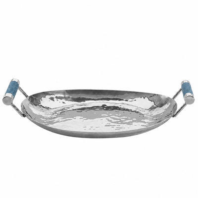 15 in Hand Forged SS Oval Tray Shagreen