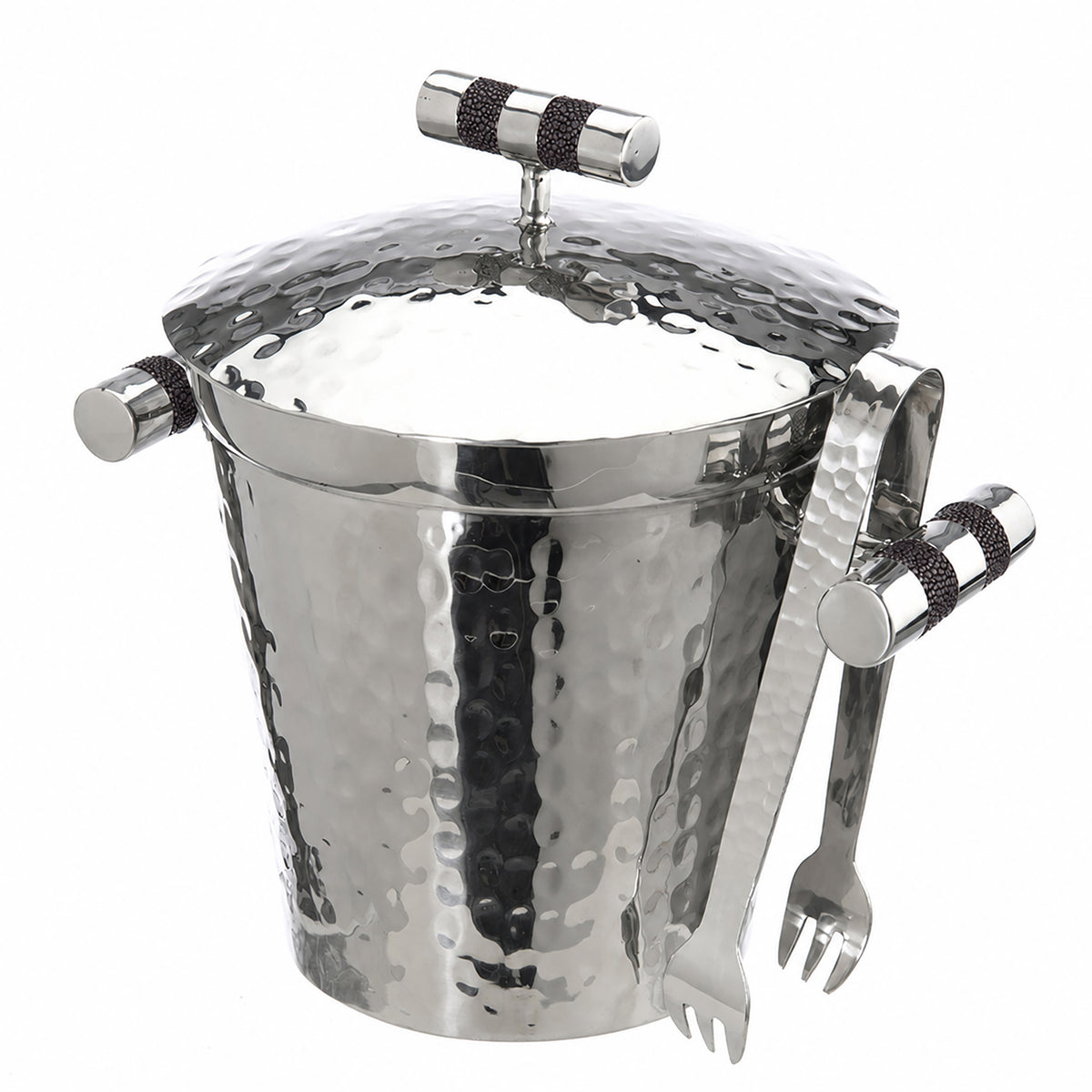 Forged SS Ice Bucket Top Shagreen Inlay