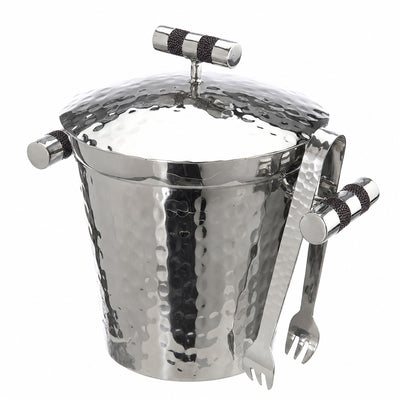 Forged SS Ice Bucket Top Shagreen Inlay