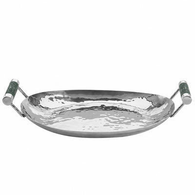 15 in Hand Forged SS Oval Tray Shagreen