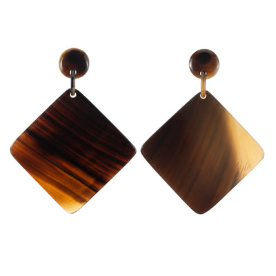 CTE68 Honey Horn Square Drop Earring On Post