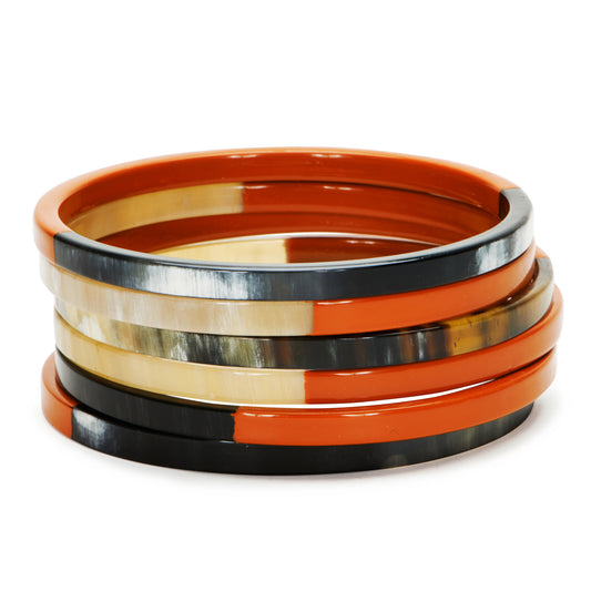 CTB088 Natural Horn Bangle Set With Lacquer