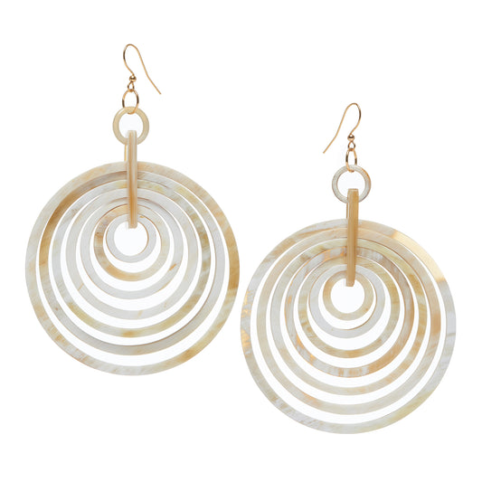 CTE94 Concentric Circle Horn Earrings On Wire