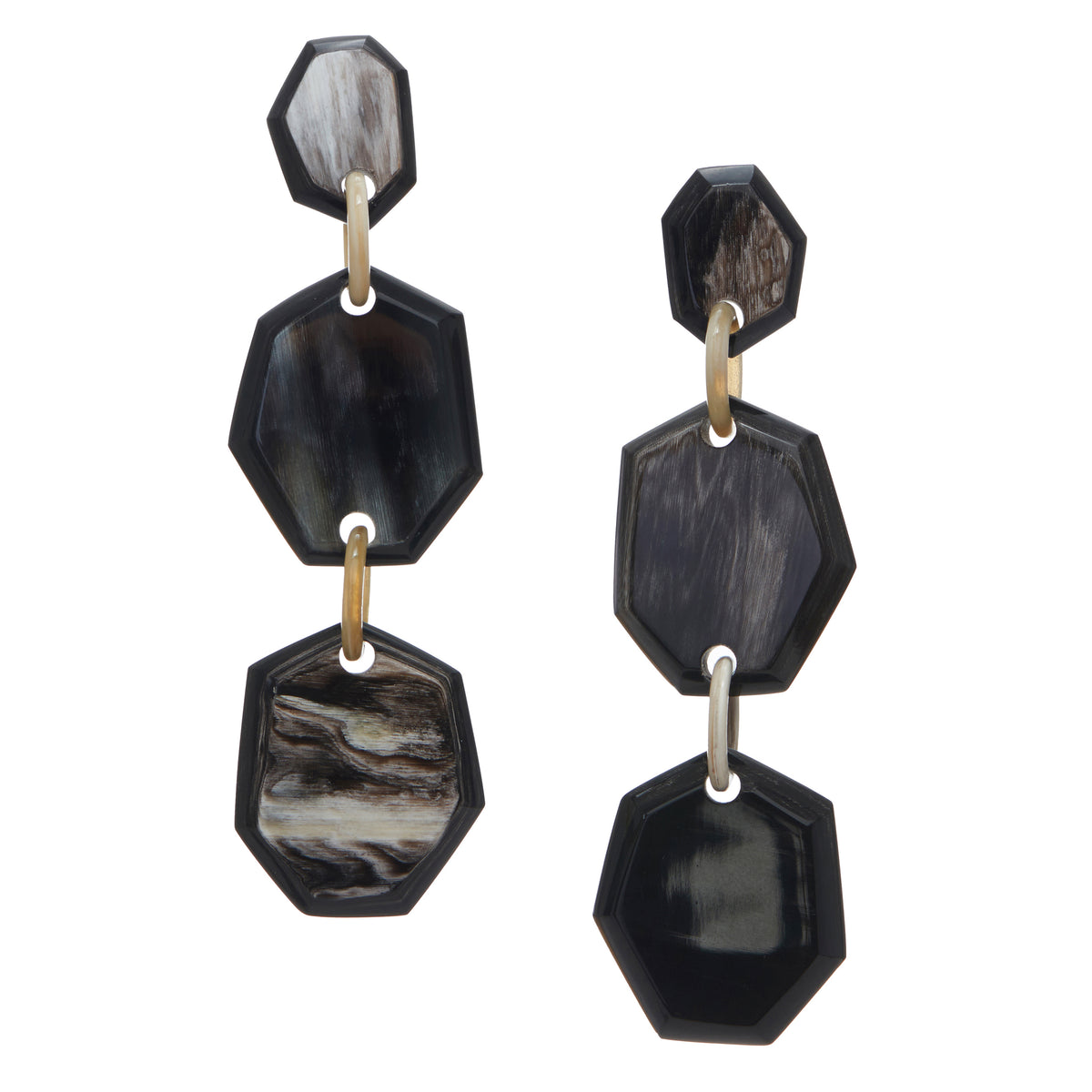 CTE98 Natural Horn Faceted Dangle Earring On Post