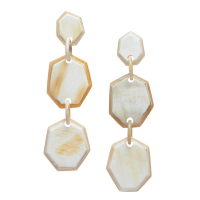CTE98 Natural Horn Faceted Dangle Earring On Post