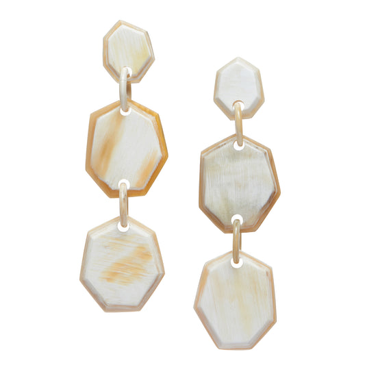 CTE98 Natural Horn Faceted Dangle Earring On Post