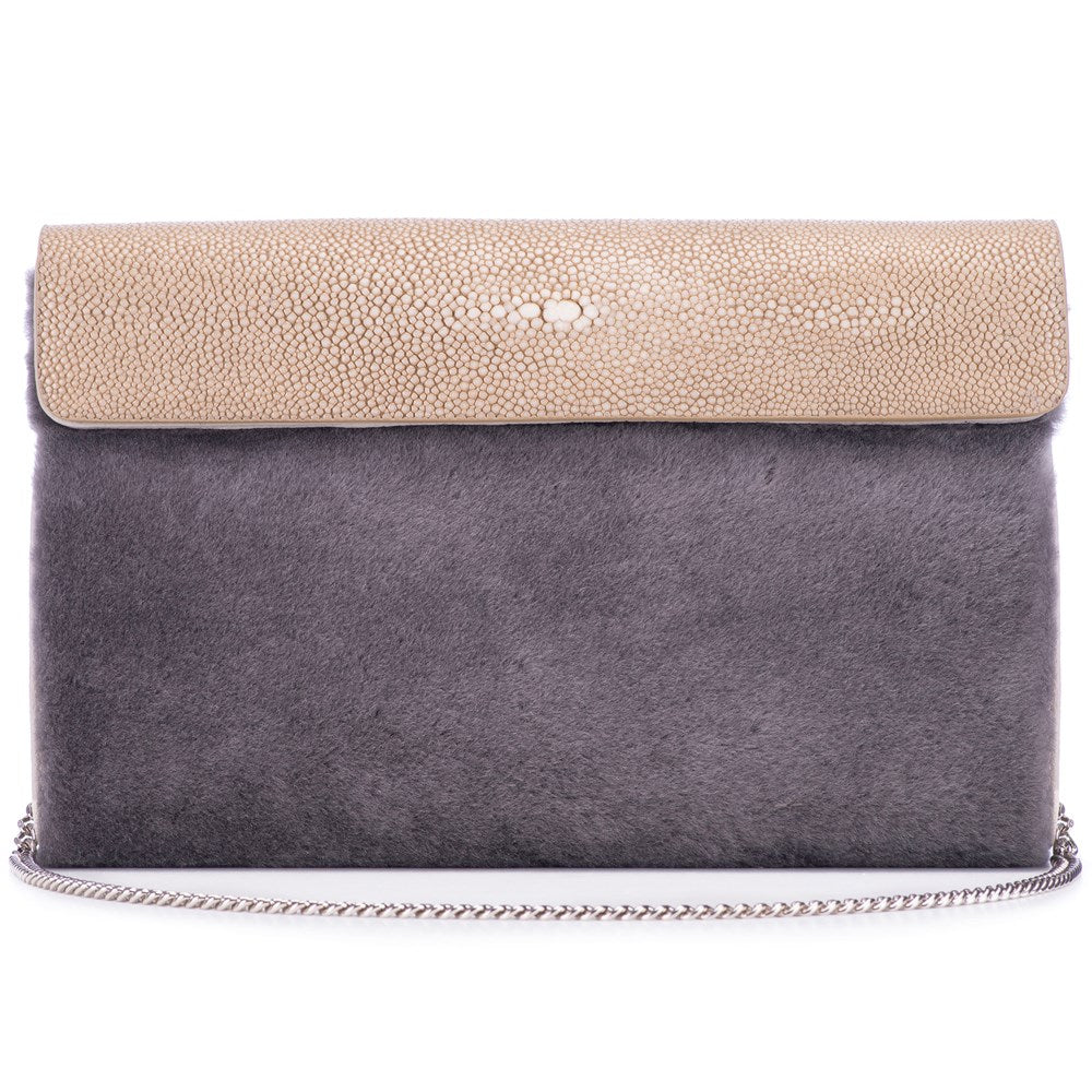 Holly  Large Fold Top Clutch with Chain