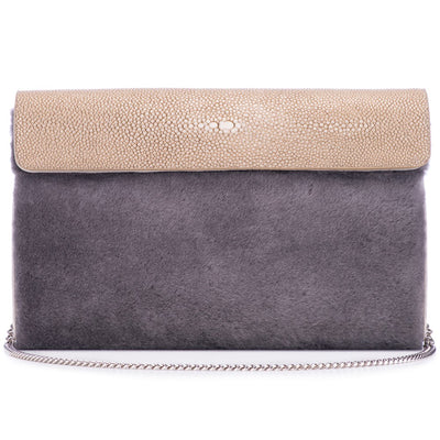 Holly  Large Fold Top Clutch with Chain