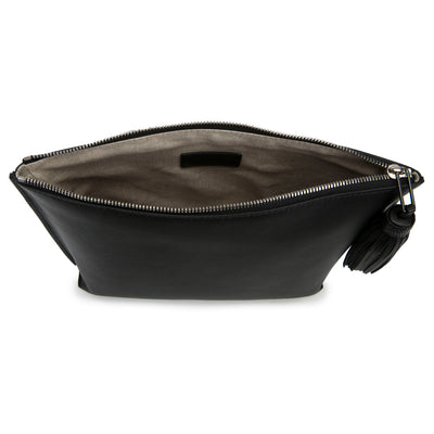 Jen Leather Zip Pouch with Tassel