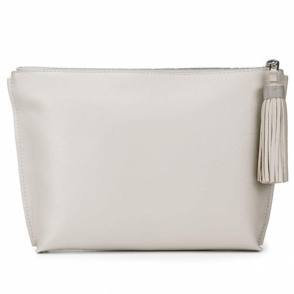 Jen Leather Zip Pouch with Tassel