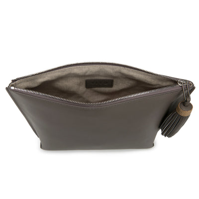 Jen Leather Zip Pouch with Tassel