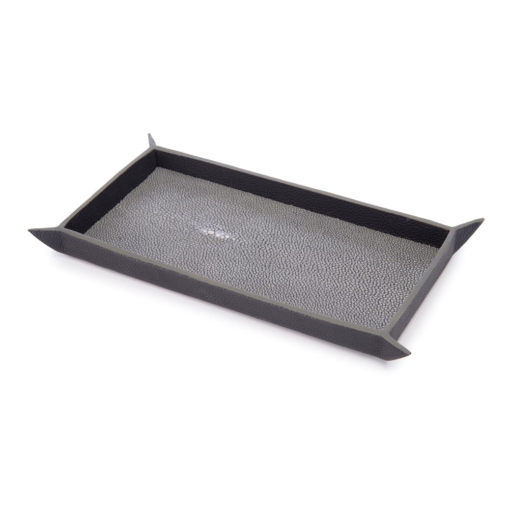 Leather Valet Tray Shagreen Lining