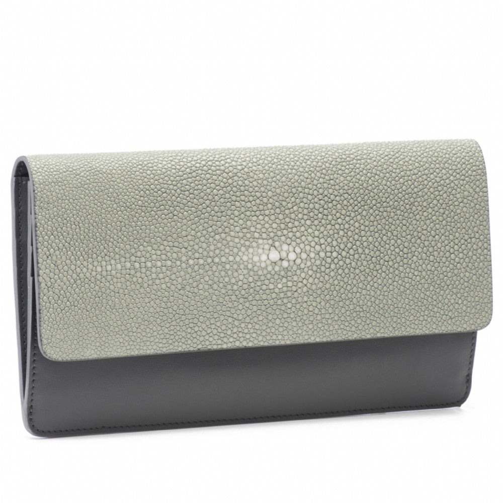 Maya Shagreen Fold Front Wallet Zip Back