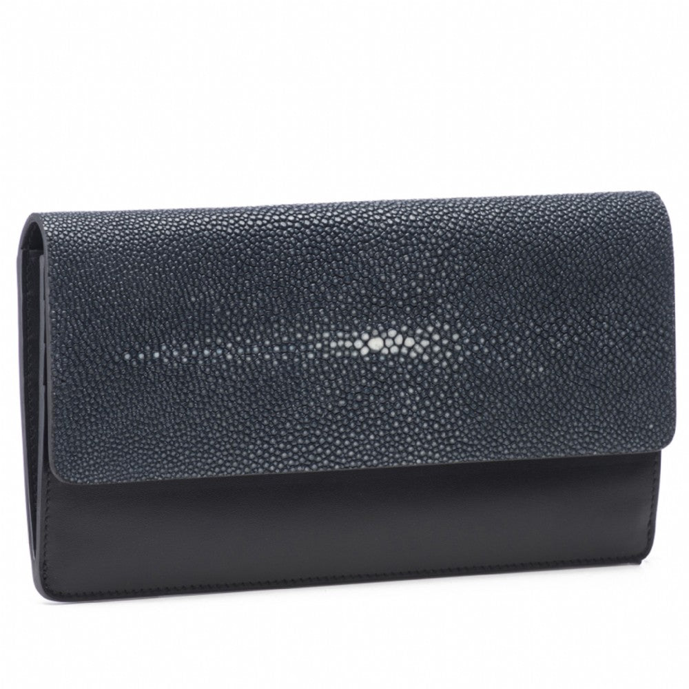 Maya Shagreen Fold Front Wallet Zip Back