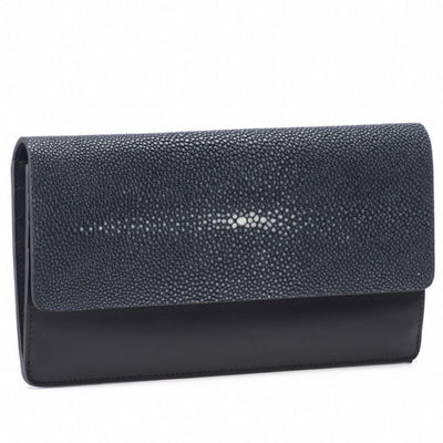 Maya Shagreen Fold Front Wallet Zip Back