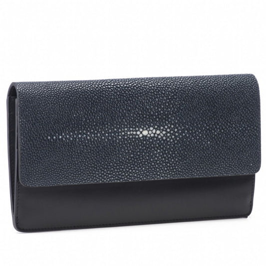 Maya Shagreen Fold Front Wallet Zip Back