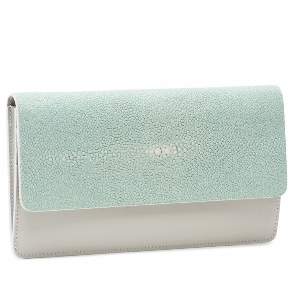 Maya Shagreen Fold Front Wallet Zip Back