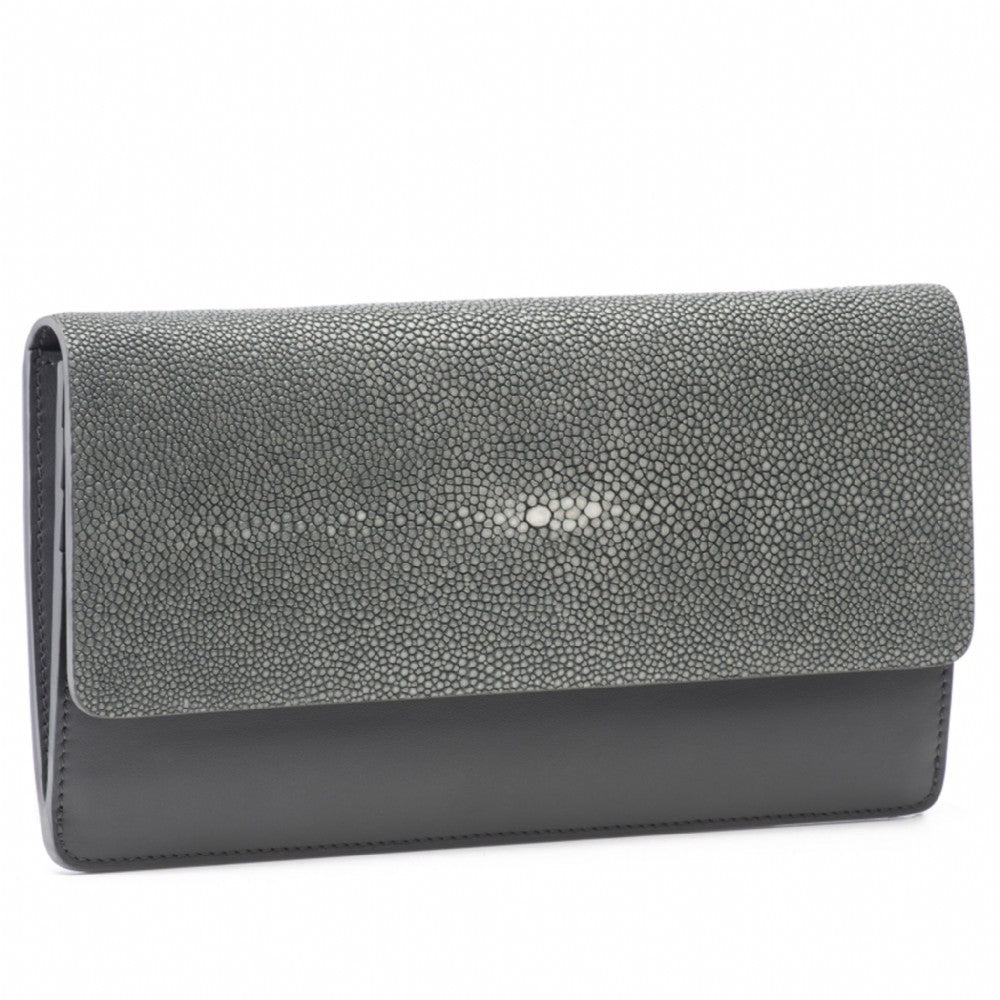 Maya Shagreen Fold Front Wallet Zip Back