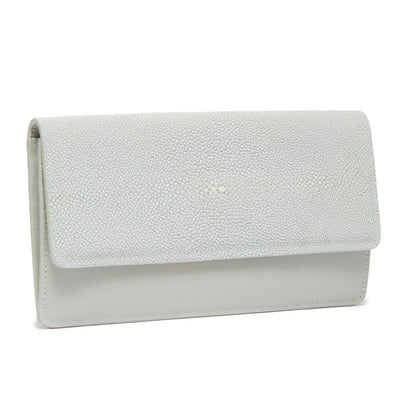 Maya Shagreen Fold Front Wallet Zip Back