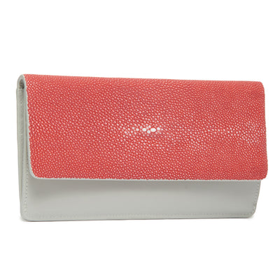 Maya Shagreen Fold Front Wallet Zip Back