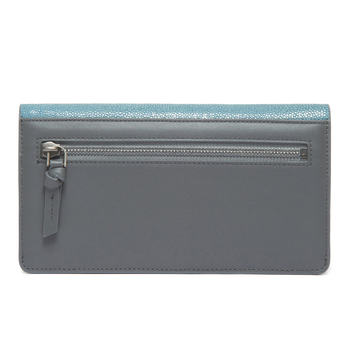 Maya Shagreen Fold Front Wallet Zip Back