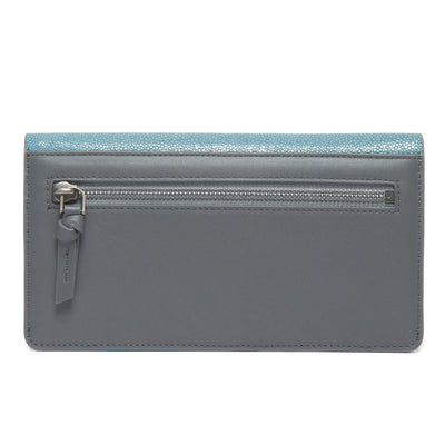 Maya Shagreen Fold Front Wallet Zip Back