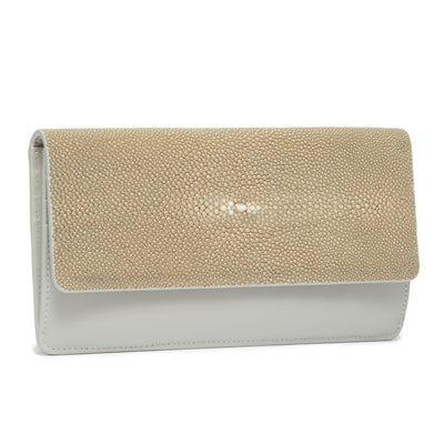 Maya Shagreen Fold Front Wallet Zip Back