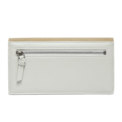 Maya Shagreen Fold Front Wallet Zip Back