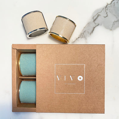 Gold Shagreen Inlay Napkin Ring