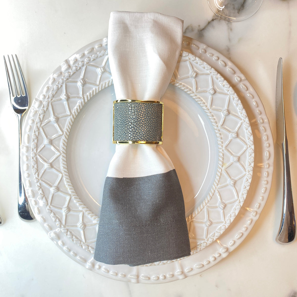 Gold Shagreen Inlay Napkin Ring