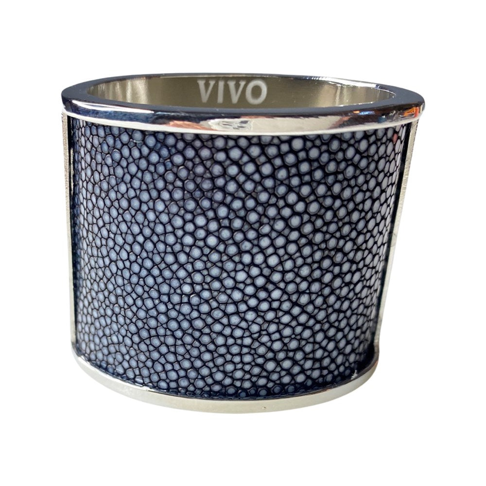 Silver Shagreen Inlay Napkin Ring