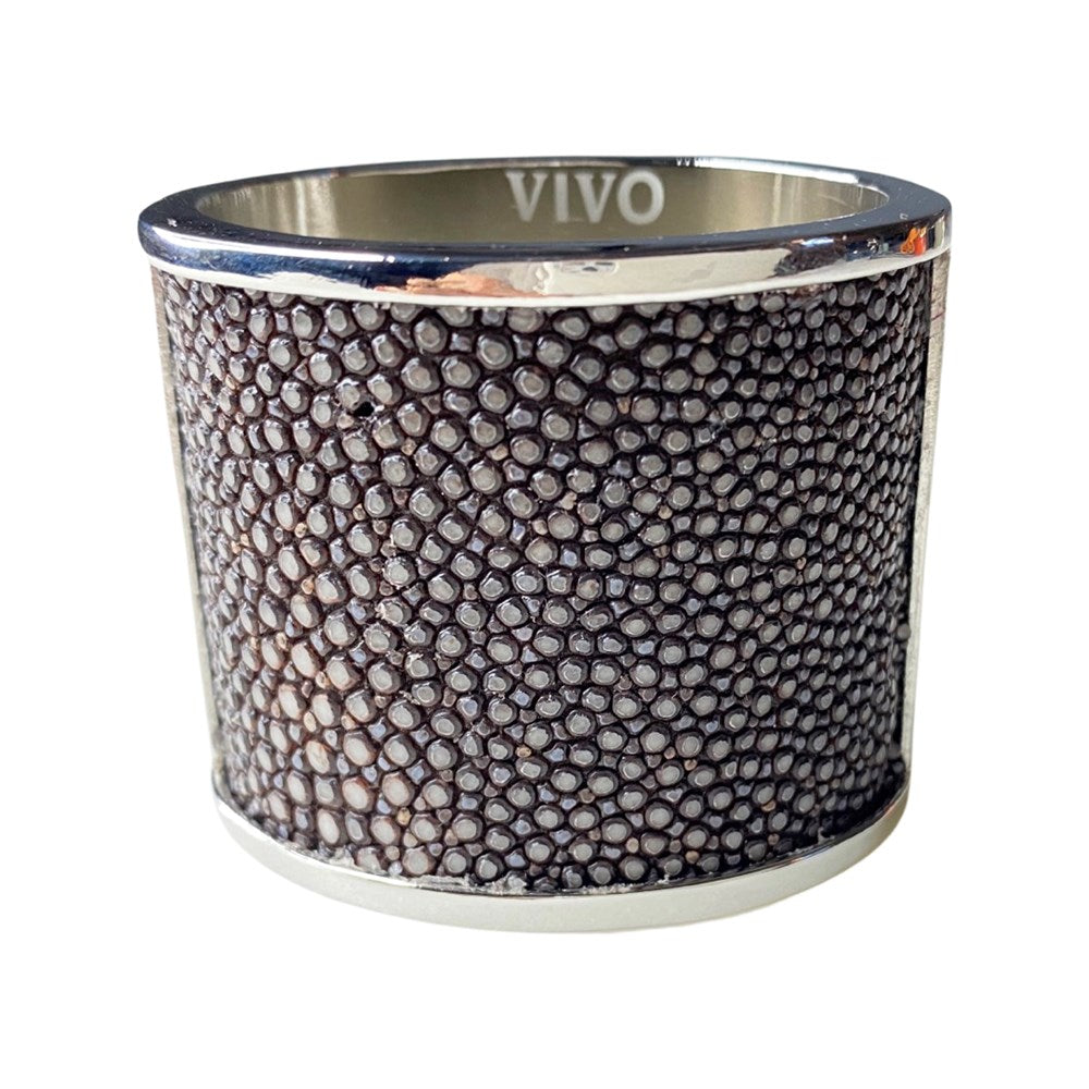 Silver Shagreen Inlay Napkin Ring