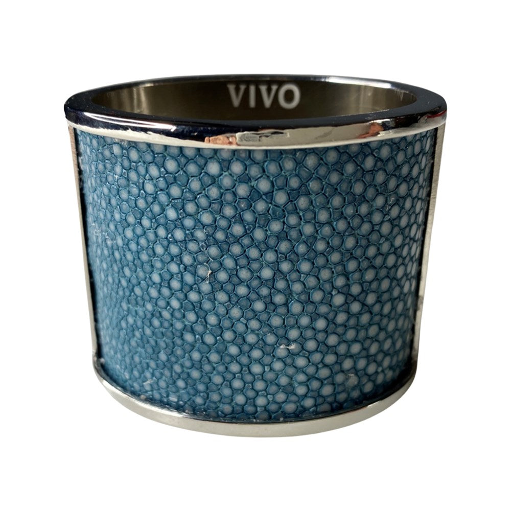 Silver Shagreen Inlay Napkin Ring