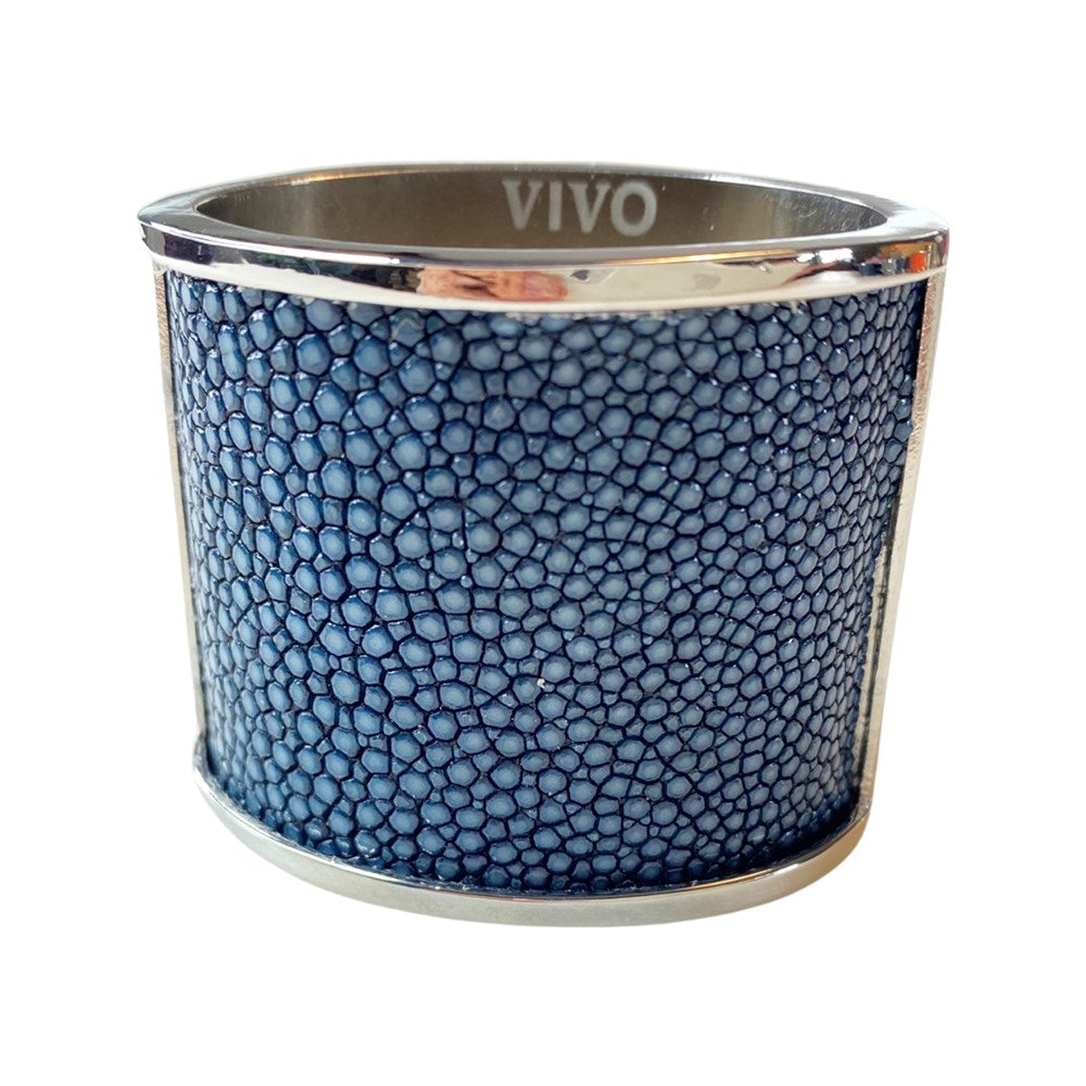 Silver Shagreen Inlay Napkin Ring