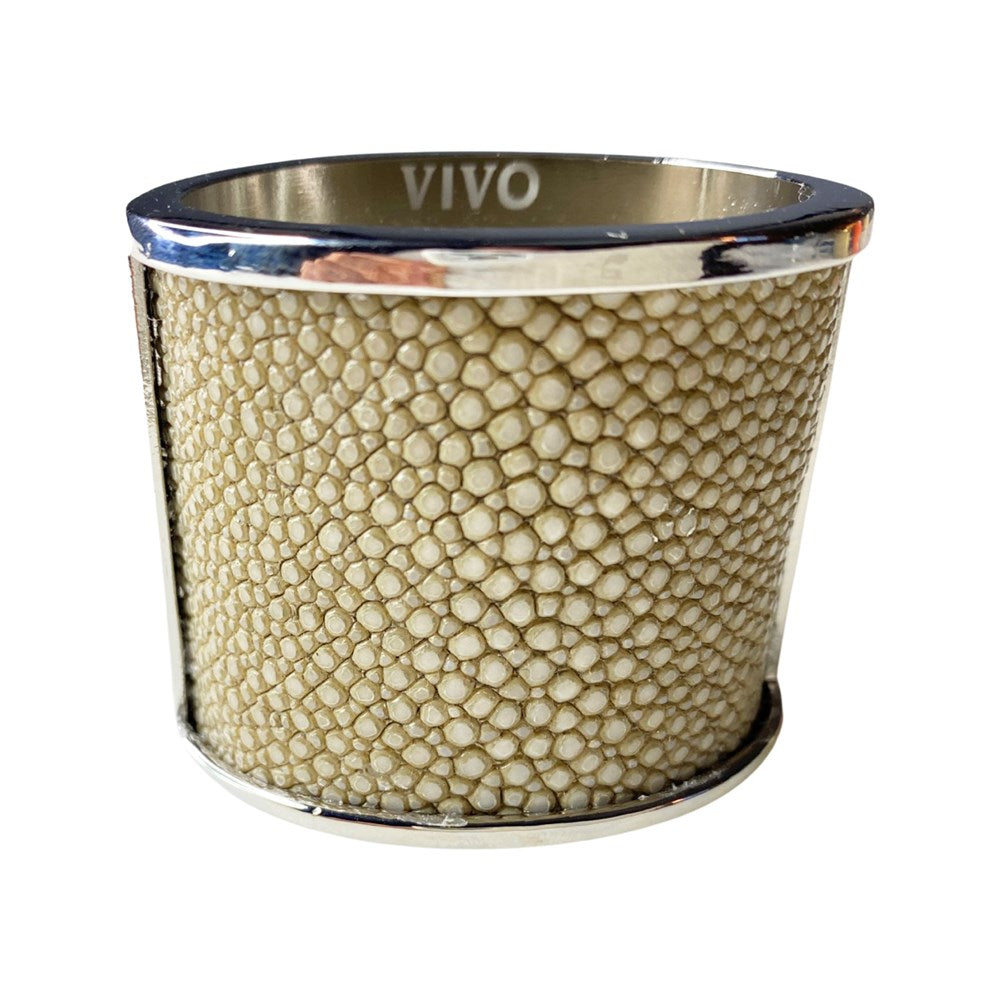 Silver Shagreen Inlay Napkin Ring