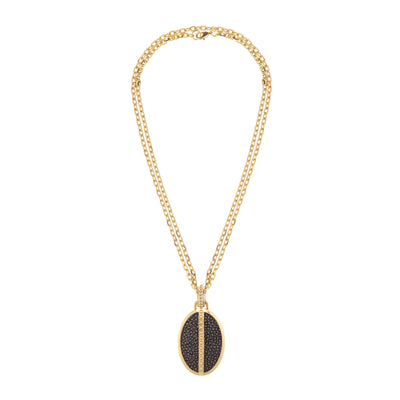 Ava Yellow Gold Pendant  Shagreen