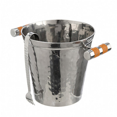 Hand Forged SS Ice Bucket Shagreen Inlay