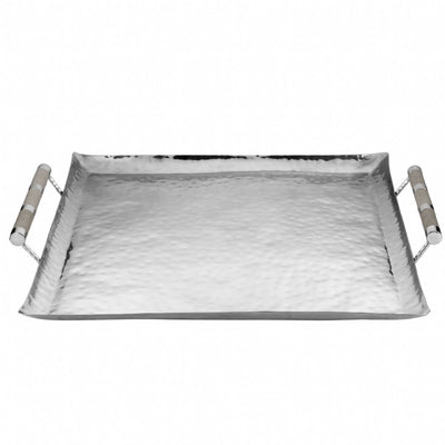 24 x 24 Forged SS Ottoman Tray Shagreen
